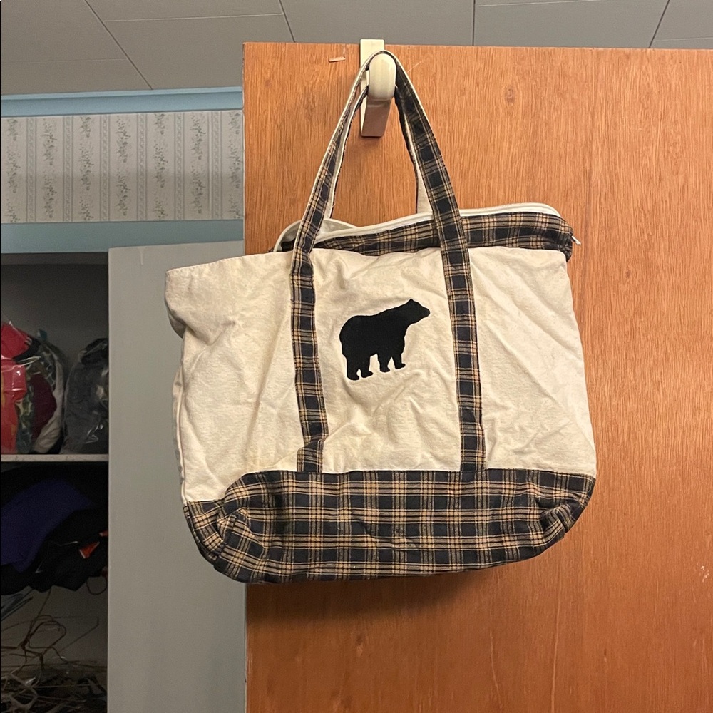 Chic Plaid and Cream Tote Bag